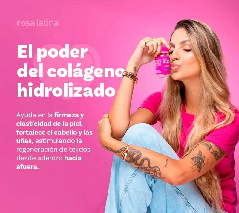 Rosa Hair - Biotina + Vitaminas para Cabello, Piel y uñas - Rosa Latina