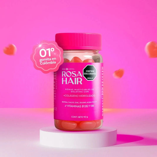 Rosa Hair - Biotina + Vitaminas para Cabello, Piel y uñas - Rosa Latina